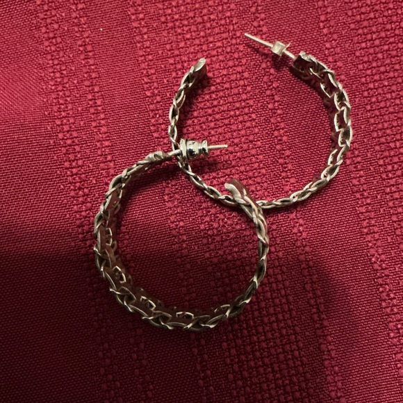 Elegant Silver Hoop Earrings - Picture 2 of 2